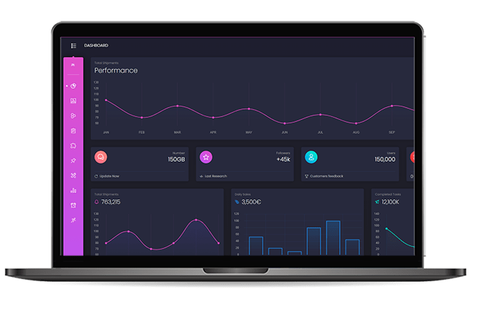 Desktop view for Django Black Dashboard PRO, a related product for Django Black Dashboard