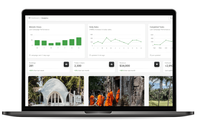 Desktop view for Django Material Dashboard PRO, a related product for Django Dashboard Material